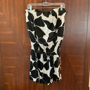 Esther Chen Floral Print Mini Strapless Dress